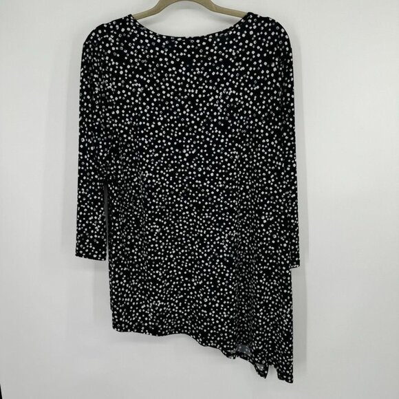Susan Graver Womens Black Polka Dot Asymmetrical Hem Tunic Top knit Size large - Picture 8 of 10
